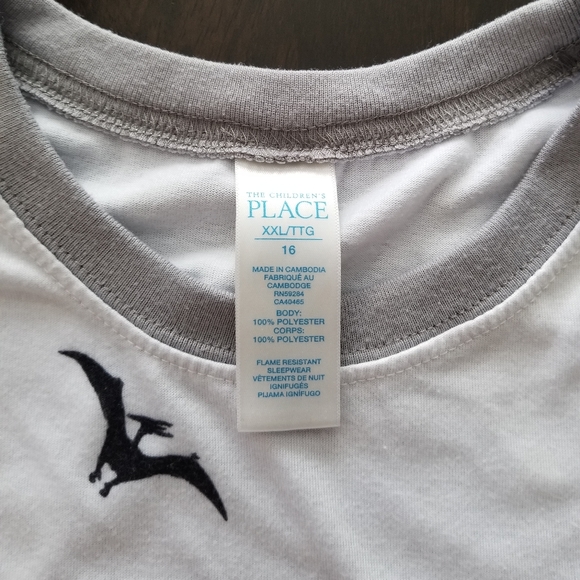 Children's Place Boys size 16 XXL Gray Dinosaur Tank Top and Shorts Pajamas - Picture 5 of 6